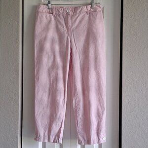 Talbots Pink & White Gingham Perfect Crop Pants Women''s Size 6